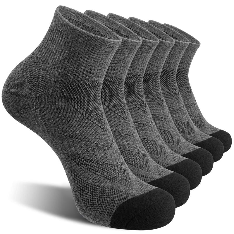 Lapulas 6 Pack Men's Ankle Socks Cotton Cushioned Athletic Running Socks for Women - Image 1