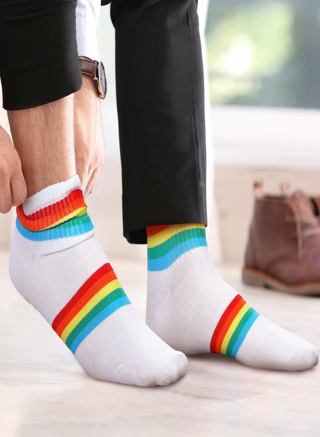 Fourluoo 6 Pairs Cotton Novelty Socks Colorful Socks for Men and Women(Rainbow,8-11,Elegant Style) - Image 4