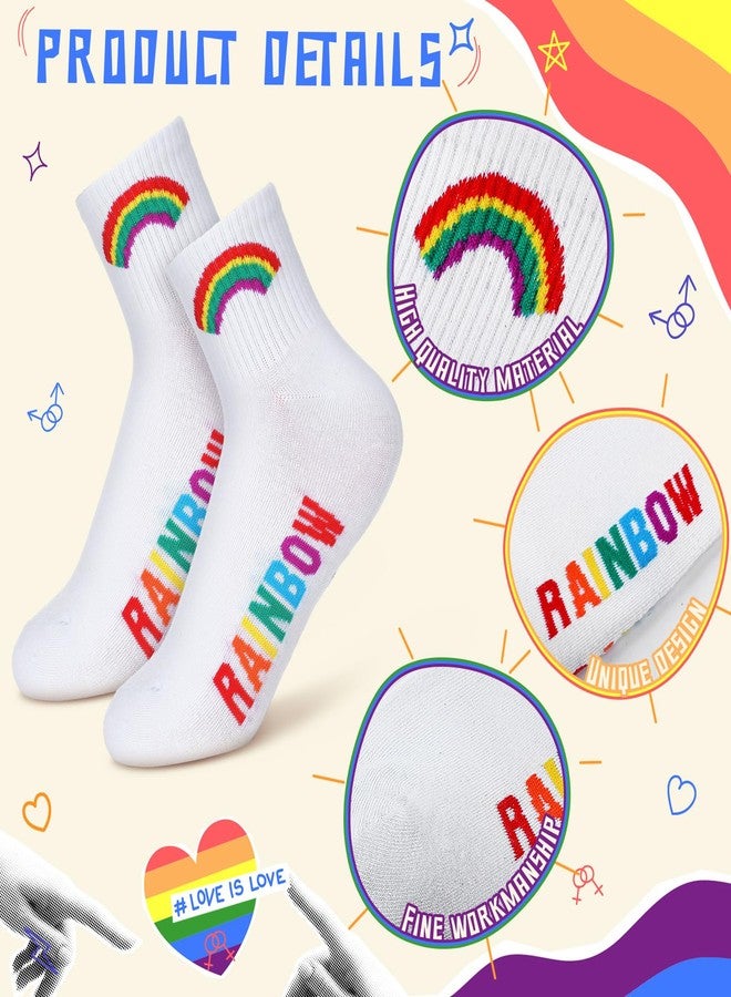 Fourluoo 6 Pairs Cotton Novelty Socks Colorful Socks for Men and Women(Rainbow,8-11,Elegant Style) - Image 5