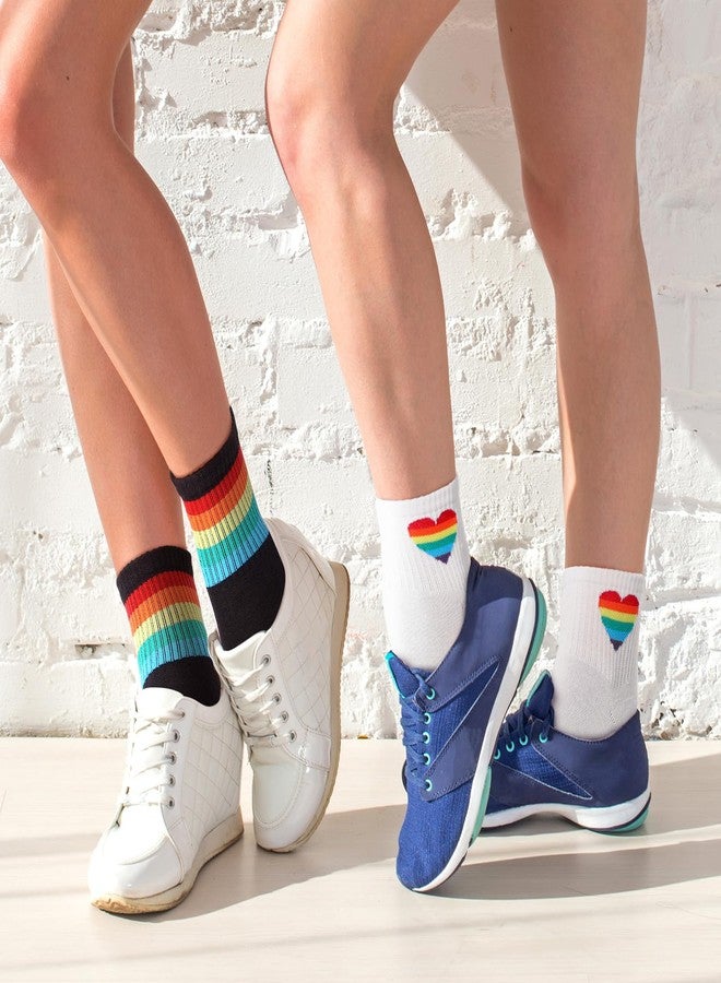 Fourluoo 6 Pairs Cotton Novelty Socks Colorful Socks for Men and Women(Rainbow,8-11,Elegant Style) - Image 2