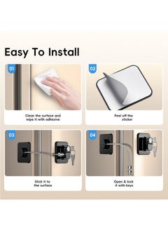 CUTESAFETY CUTESAFETY Sliding Cabinet Locks - Baby Proofing Cabinets with Adjustable Child Safety Lock - Childproof Latches for Knobs,Handles on Kitchen Doors,Storage Door,Cupboard,Closet,Dresser (Black, 10)  - Image 5