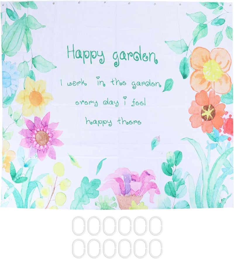 Waterproof Floral Pattern Shower Curtain, Polyester, Summer Decorative Bathroom Curtain - Vibrant Colors, Easy to Install, Fade, Perfect for Home Decor (180 * 180cm) - Image 1