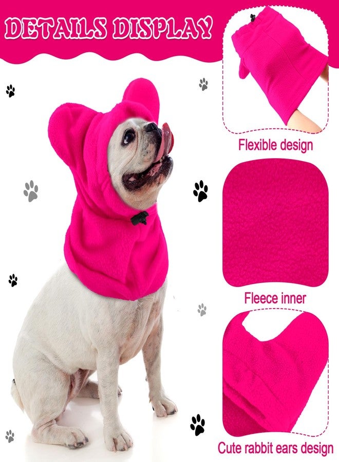 Clysee Winter Dog Hats Quiet Ears for Dogs Ear Muffs Pet Neck Warmer Scarf Hoodie Noise Protection Cover Beanie Head Wrap Costume for Pet Dog Cats(Rose Red,M) - Image 3