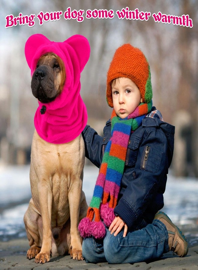 Clysee Winter Dog Hats Quiet Ears for Dogs Ear Muffs Pet Neck Warmer Scarf Hoodie Noise Protection Cover Beanie Head Wrap Costume for Pet Dog Cats(Rose Red,M) - Image 5