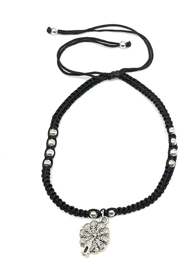 Jyokrish Handmade Adjustable Single Leg Black Silk dori hanging Peacock Anklet |For Women |Girls |Black Nazariya |Pack of 1 |Thread Work |Payal | Free size - Image 1