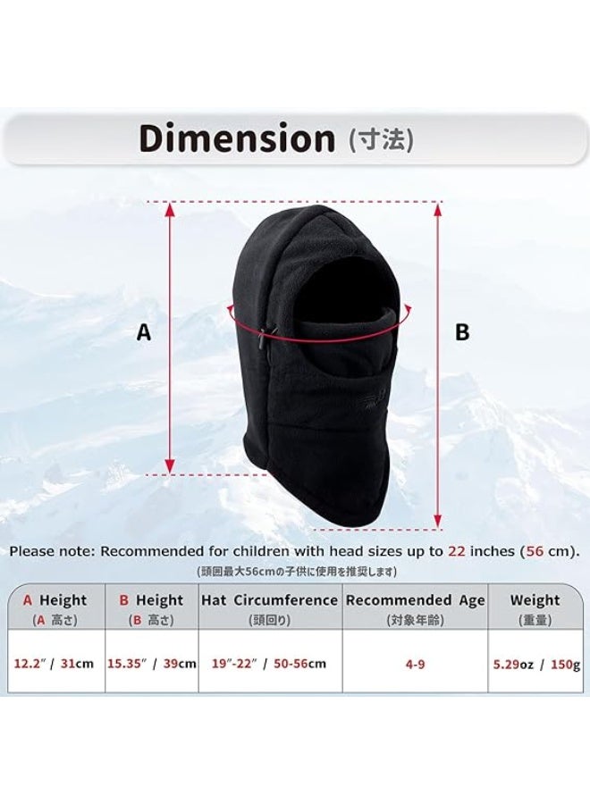 ZZLAY Kids Children's Balaclava Hat Fleece Ski Face Mask Winter Cap Adjustable Double Neck Warmer - Image 3