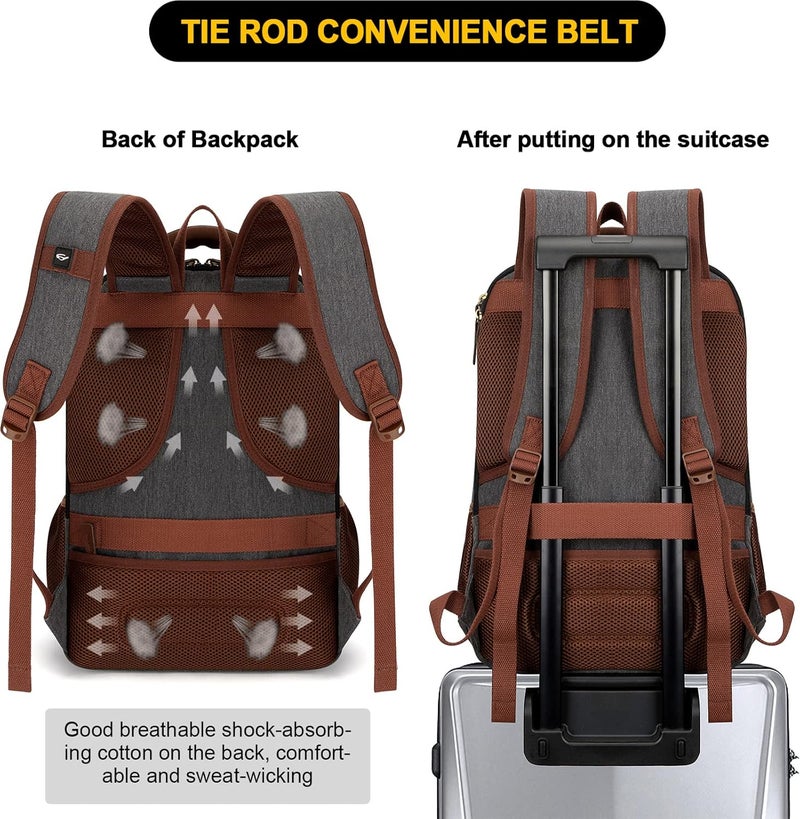 Tzowla Canvas Laptop Travel Backpack, Bag for Men Women, School Rucksack Fits 15.6-17.3"Laptop/Computer, Carry on Bookbag with USB Charging Port - Image 4