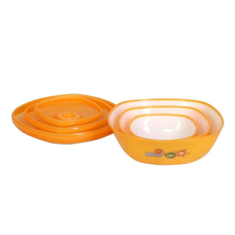 Hexwell Mixing Bowls with Lids for Salad Noodles Set of 3 Microwave and Freezer Safe Serving Bowl Orange Color - Image 5
