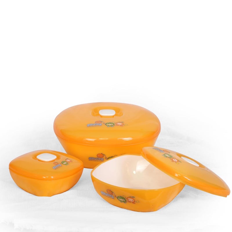 Hexwell Mixing Bowls with Lids for Salad Noodles Set of 3 Microwave and Freezer Safe Serving Bowl Orange Color - Image 2
