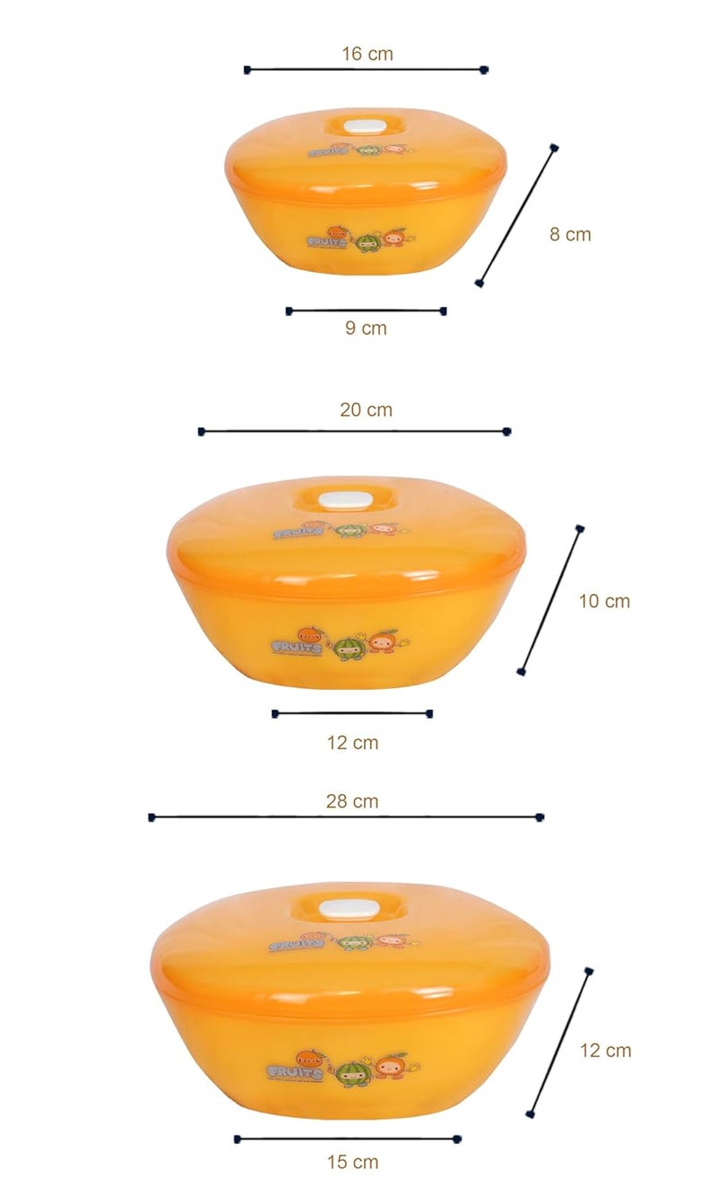 Hexwell Mixing Bowls with Lids for Salad Noodles Set of 3 Microwave and Freezer Safe Serving Bowl Orange Color - Image 3