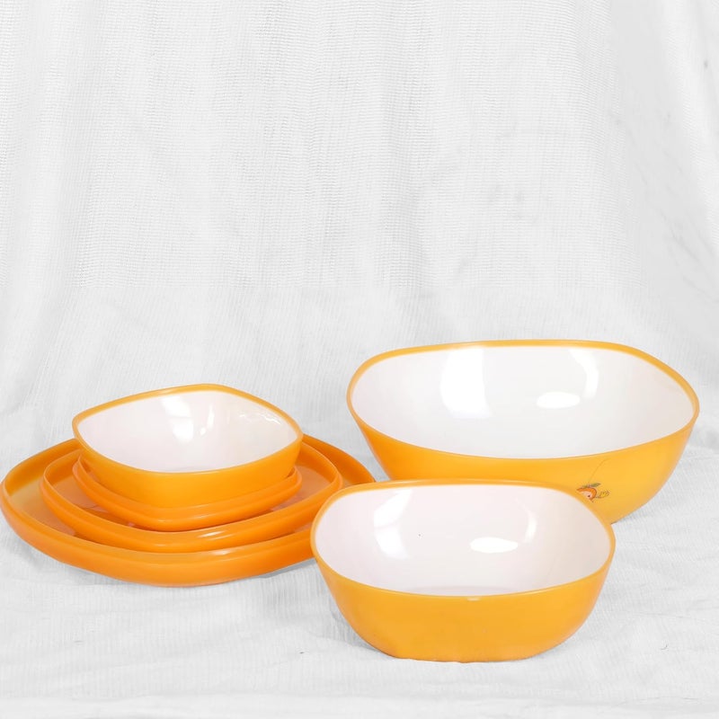 Hexwell Mixing Bowls with Lids for Salad Noodles Set of 3 Microwave and Freezer Safe Serving Bowl Orange Color - Image 4