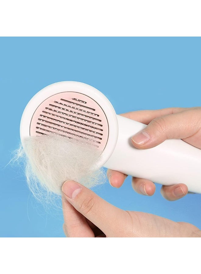 ECVV Pet Grooming Brush Self Clean Slicker Brush Comb Shedding Tools for Dogs and Cats Massage Removes Loose Undercoat Mats Tangled Dead Undercoat and Dirt, Pink - Image 4