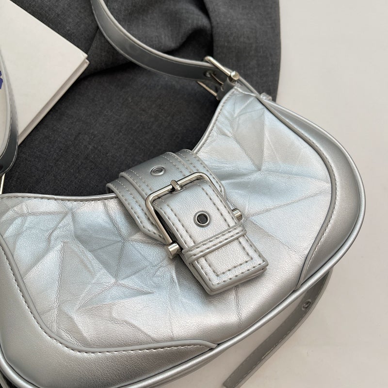 Fashion City Simple New Pleated Solid Color Bag Dumpling Pu Shoulder Underarm Bag - Image 3
