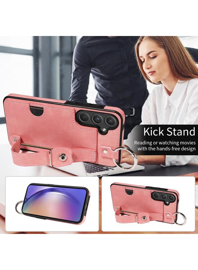 S-TOP Case For Samsung Galaxy A55 5G Calf Texture Wrist Card Slot Ring Phone Case - Image 4