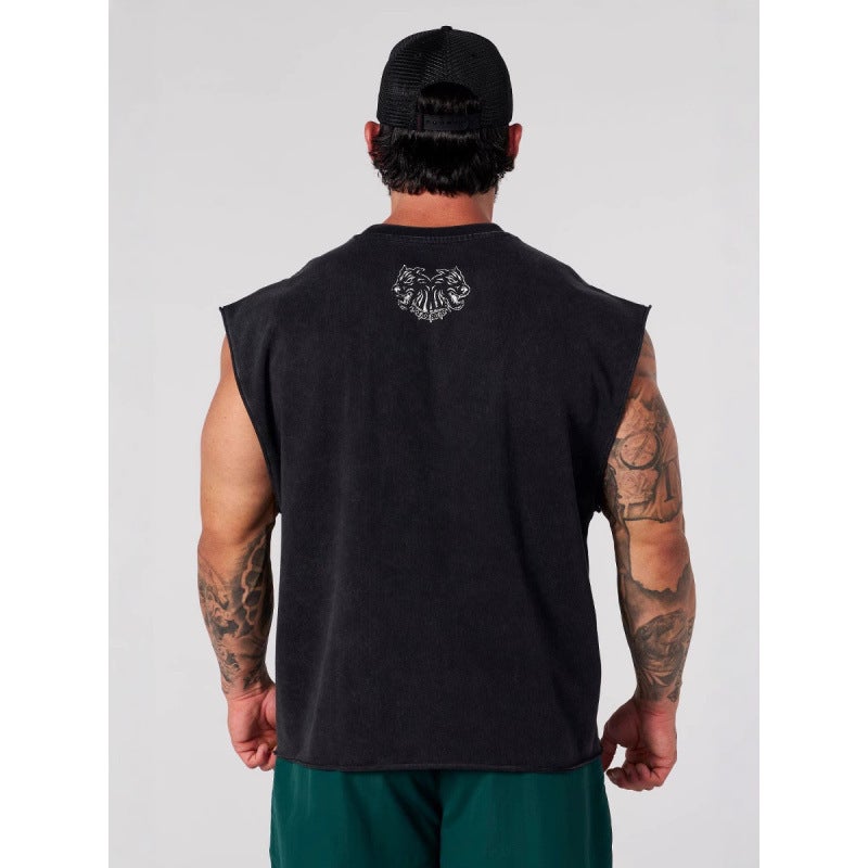 High Street American Retro Washed Distressed Vest Boys Summer Ins Trendy Brand Sports Pure Cotton Sleeveless T-Shirt Couple Wear - Image 3
