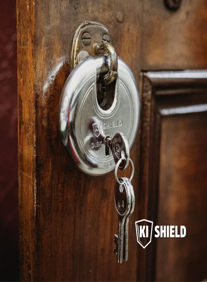 KI SHIELD 1008 DISC PAD Lock 80mm Long Shackle | 8 Levers, 3 Keys | Silver Chrome Plated Finish | Keyed Padlocks | Shutter Lock, Gate Lock | Heavy Welded Alloy Steel Body | - Image 5