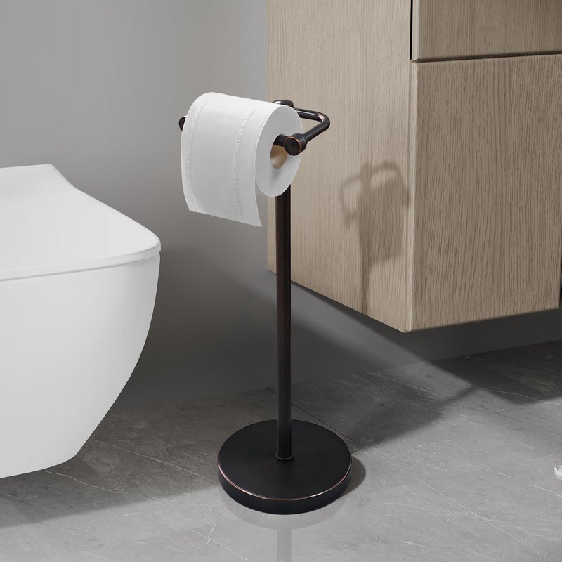 Rarxtr Toilet Paper Holder Stand  Post Pivoting Design Free Standing Toilet Paper Holder  Sus304 Stainless Steel Toilet Paper Roll Holder  Heavy Stable Base (Oil Rubbed Bronze) - Image 2