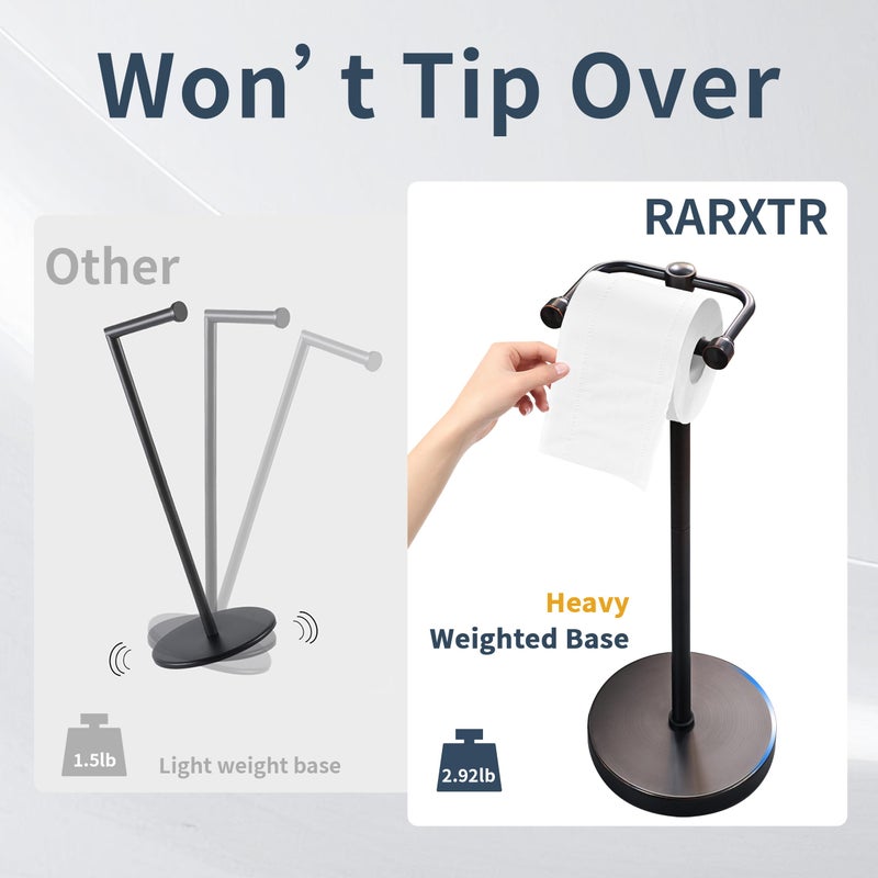 Rarxtr Toilet Paper Holder Stand  Post Pivoting Design Free Standing Toilet Paper Holder  Sus304 Stainless Steel Toilet Paper Roll Holder  Heavy Stable Base (Oil Rubbed Bronze) - Image 4