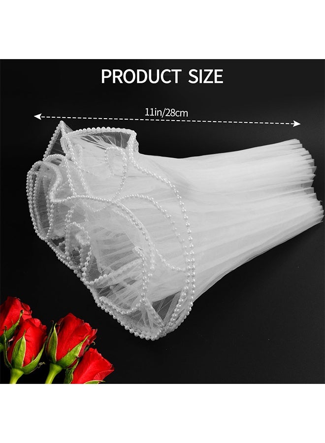 YJ 4 Yards 28cm White Bouquet Wrapping Mesh Paper Pearl Edge Wrinkled Wavy Net Yarn Flower Wrapping Paper for DIY Crafts Valentine's Day Mother's Day Wedding Florist Supplies - Image 2