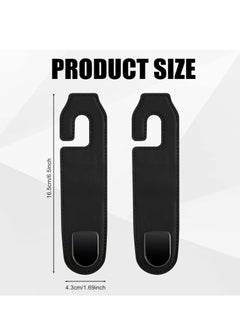 Oasisgalore 2 pcs Black Car Seat Back Hooks, Headrest Hangers for Purse, Umbrellas, Handbag Storage.  - Image 2