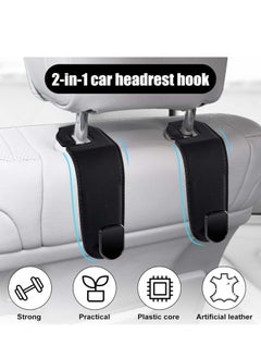 Oasisgalore 2 pcs Black Car Seat Back Hooks, Headrest Hangers for Purse, Umbrellas, Handbag Storage.  - Image 3
