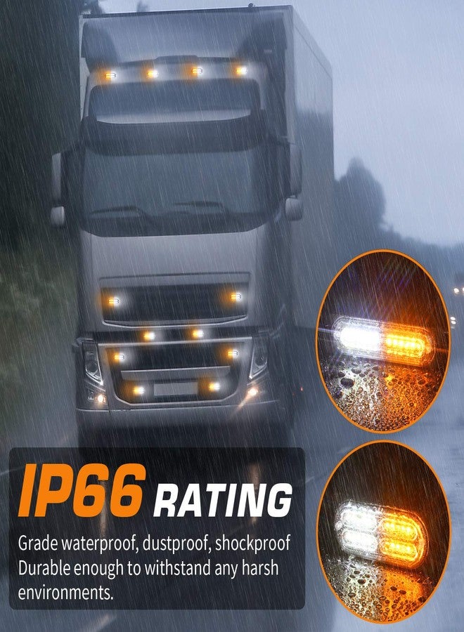 LINKITOM 8pcs Ultra Slim Sync Feature Car Truck Surface Mount Emergency Hazard Warning Strobe light with Strobe Controller and Wiring Harness (Amber & White) - Image 4