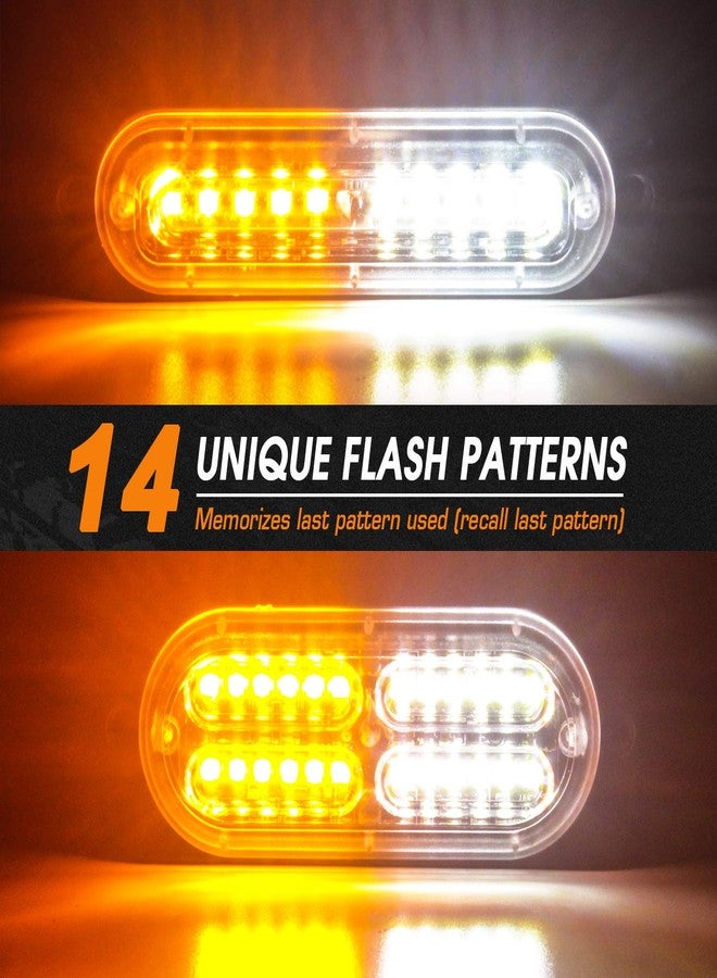 LINKITOM 8pcs Ultra Slim Sync Feature Car Truck Surface Mount Emergency Hazard Warning Strobe light with Strobe Controller and Wiring Harness (Amber & White) - Image 3