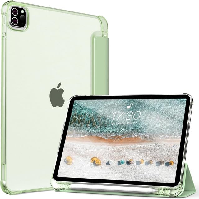 Boxome Tablet Case Cover for Apple iPad Air 10.5 inch (3rd Gen) [Auto Sleep/Wake Cover] [Pencil Holder] [Trifold Stand] [Frosted Back] - Macha Green - Image 1