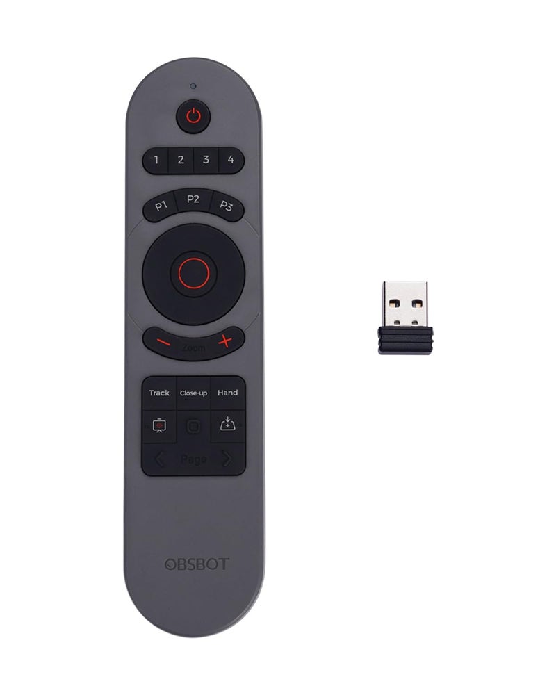 OBSBOT Tiny 2 Remote Control, Smart Remote for Tiny 2/Tiny 2 Lite/Tiny 4K/1080P Webcam, Wireless Connection via USB Receiver, Combination of Remote Control and Presentation Clicker - Image 1