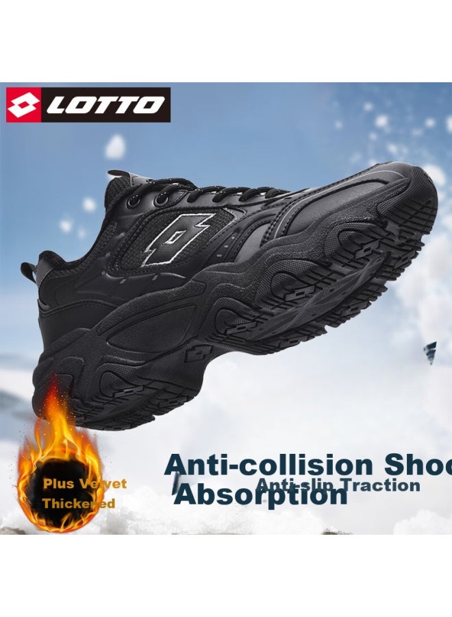 Lotto Fleece-lined Dad Shoes For Men, Winter Sports Shoes, Warm Hiking Casual Shoes For Men, 8879m, Black, Size 40
