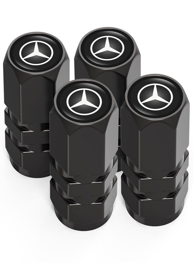 أغطية صمامات الإطارات، أغطية ساق الصمامات تناسب سيارات مرسيدس بنز CESM CLK GLK GL AB AMG GLS GLE AMG، أغطية إطارات سيارات من سبائك معدنية مقاومة للتآكل والتسرب، أسود - Image 2