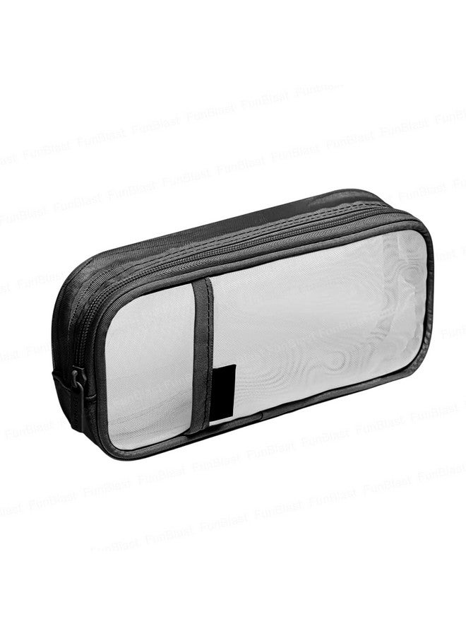FunBlast Pen Pencil Case, Transparent Pencil Pouch with Zipper Closure Portable Clear Makeup Pouch, Large Capacity Pencil Bag, Stationery Bag for Students Girls Office Adults (Black) - Image 1