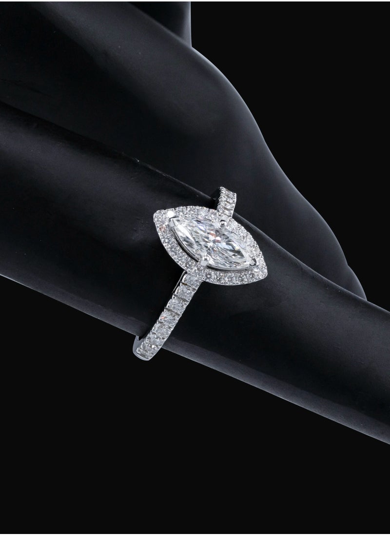 AAZ Jewellery L.L.C - Halo Marquise Natural Diamond 18K Gold Ring - Image 1