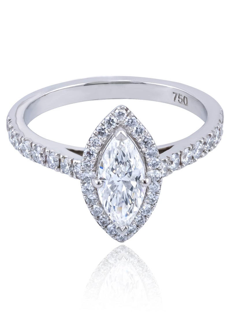 AAZ Jewellery L.L.C - Halo Marquise Natural Diamond 18K Gold Ring - Image 1