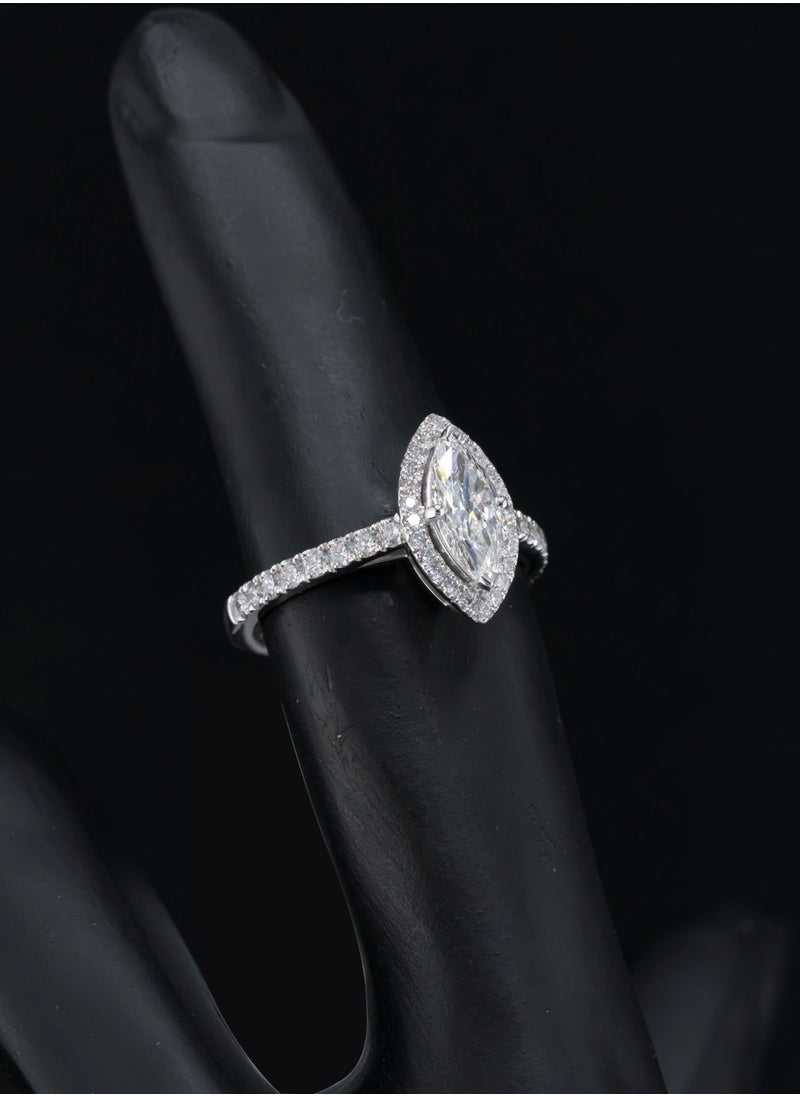 AAZ Jewellery L.L.C - Halo Marquise Natural Diamond 18K Gold Ring - Image 1
