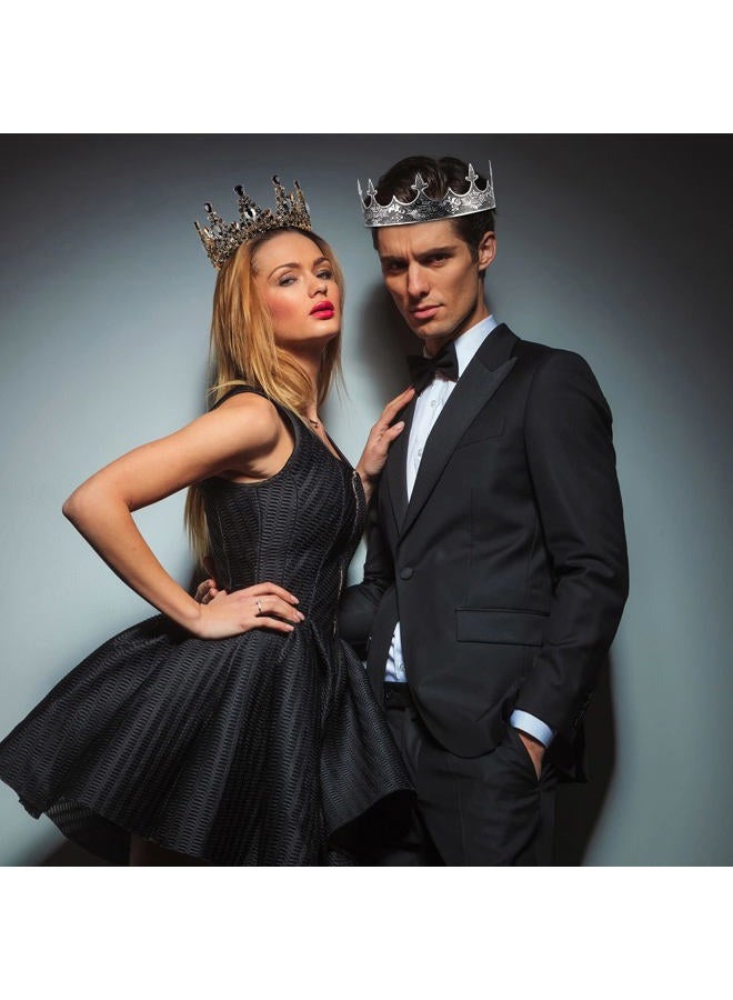 Sureio طقم تيجان الملك والملكة 2 قطعة طراز باروك عتيق للملوك تيارات ملحقات تنكرية لعيد الحب، عيد ميلاد، زفاف، حفلة تخرج، متوسطة، سبيكة - Image 5