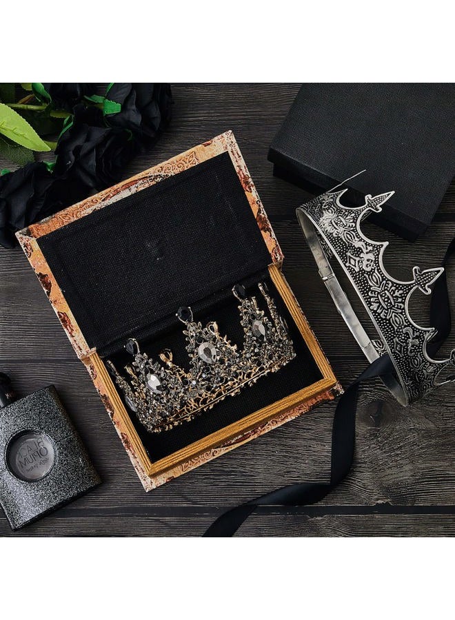 Sureio طقم تيجان الملك والملكة 2 قطعة طراز باروك عتيق للملوك تيارات ملحقات تنكرية لعيد الحب، عيد ميلاد، زفاف، حفلة تخرج، متوسطة، سبيكة - Image 4