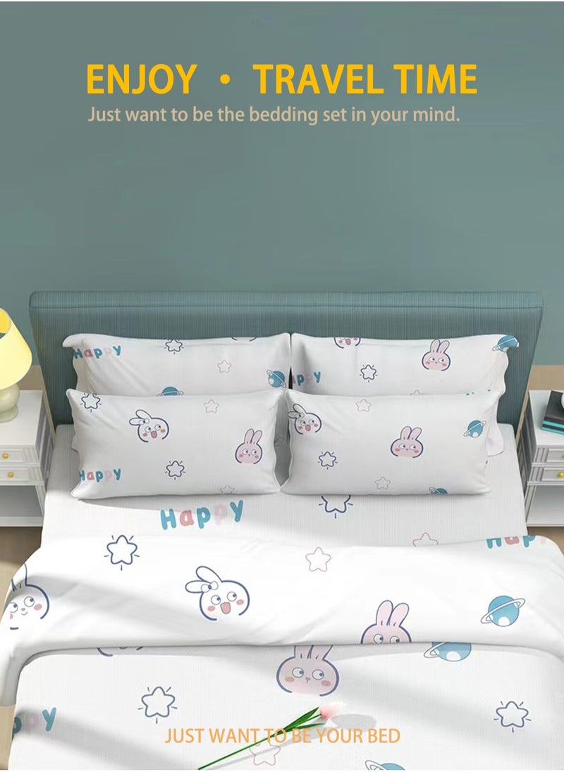 HOOGIFFT Double Travel Bed Sheets Set, Disposable Bed Sheets, Quilt Cover and Pillow Case Set, Portable Sheet Sets with Cute Printing for Hotel and Travel (Travel 4-Piece)  - Image 2