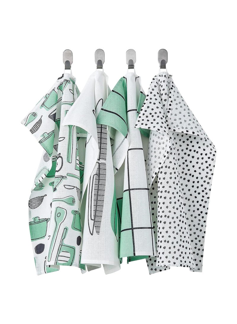 Gujguj Gujguj IkeaTea Towel WhiteGreenPatterned Set of 4 45x60 Cm 18x24 