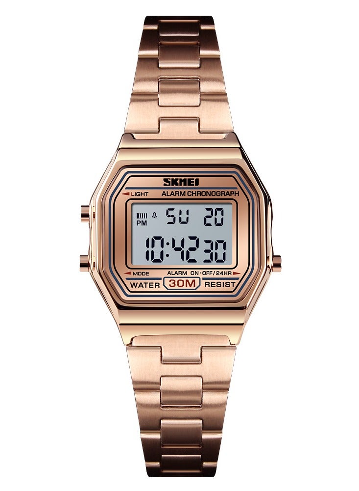 SKMEI SKMEI 1415 Digital Dial Rose Gold Stainless Steel Strap - Image 1