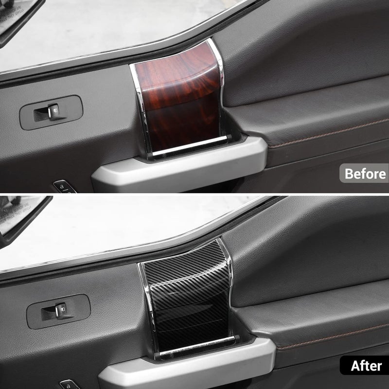 Hoolcar Interior Door Handle Panel Trim ABS Cover for 2015-2020 Ford F150 - Carbon Fiber - Image 2
