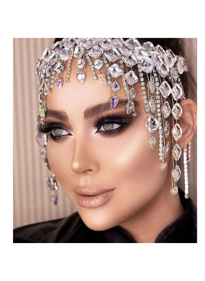 STONEFANS Rhinestone Flapper Headpiece For Women Bridal Squared 1920S Headband Great Gatsby Hair Jewelry Accessories Costume (Silver1)  - Image 1