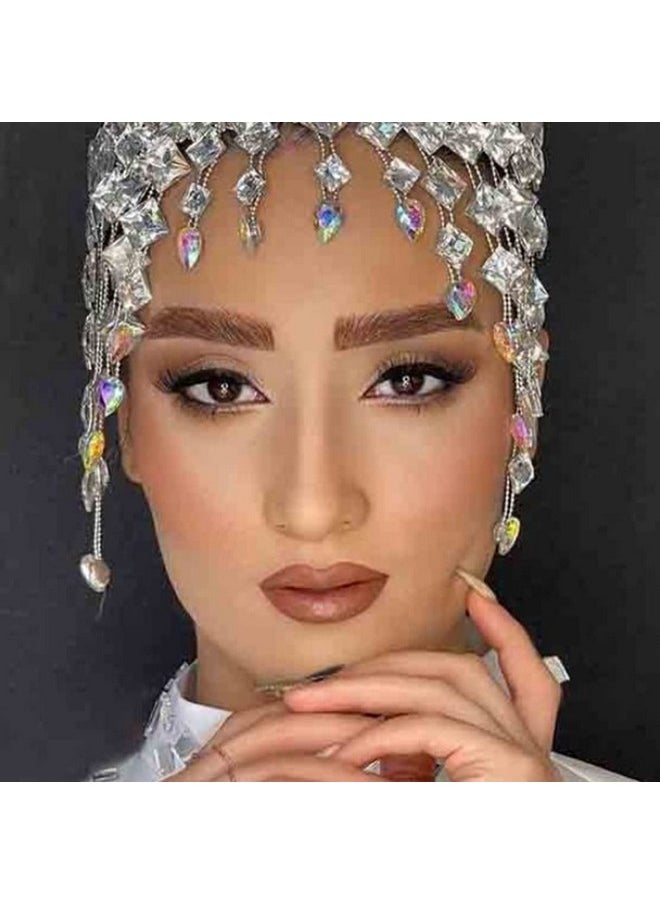 STONEFANS - Rhinestone Flapper Headpiece For Women Bridal Squared 1920S Headband Great Gatsby Hair Jewelry Accessories Costume (Silver1) - Image 1