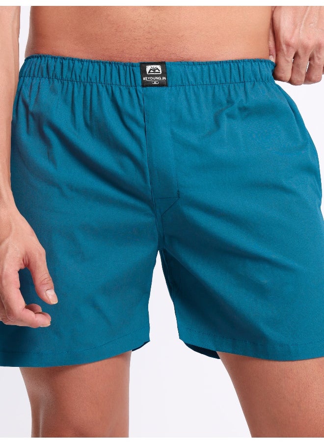 Beyoung Plain Teal Blue Mens Boxer  - Image 4