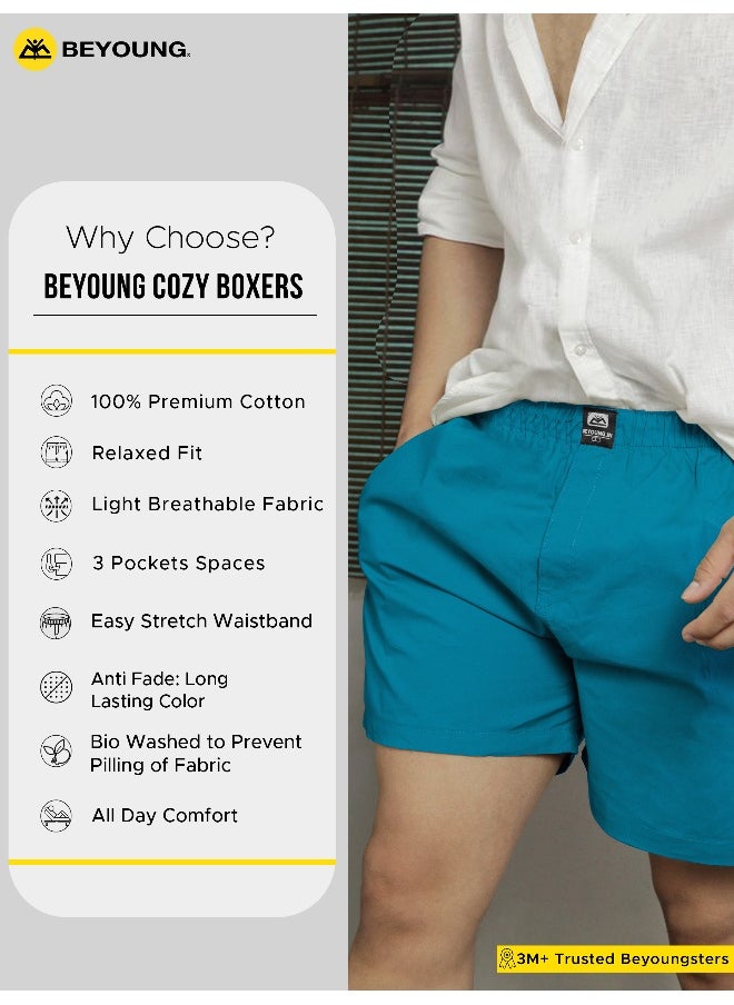 Beyoung Plain Teal Blue Mens Boxer  - Image 5