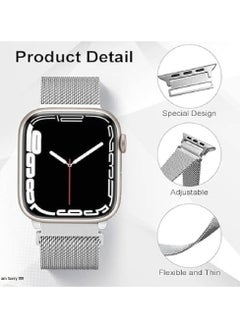 Generic Magnetic Stainless Steel Milanese Loop Band for Apple Watch | Compatible with 38mm 40mm 41mm | Stylish Mesh Wristband Replacement Strap (Silver)  - Image 2