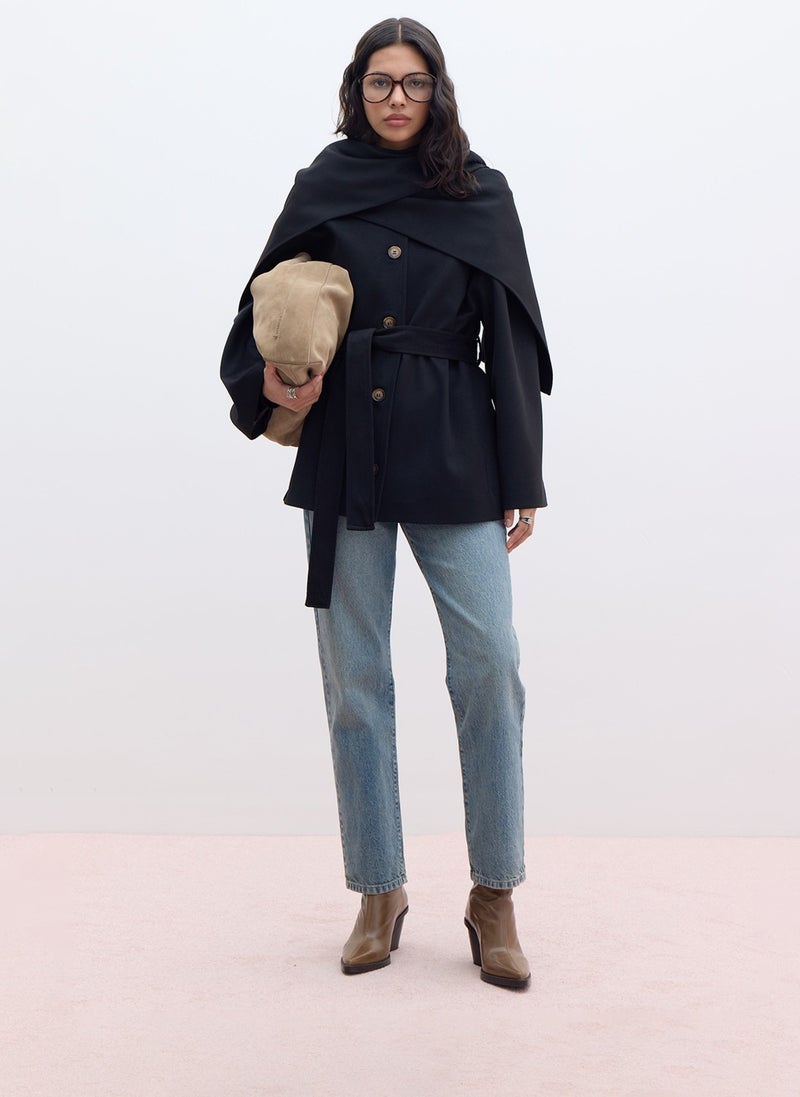 Manuka Shawl Collar Cashmere Coat Black  - Image 1