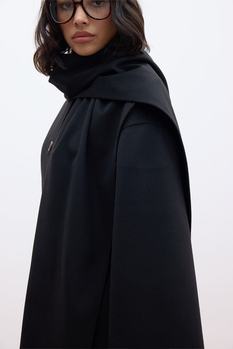 Manuka Shawl Collar Cashmere Coat Black  - Image 5