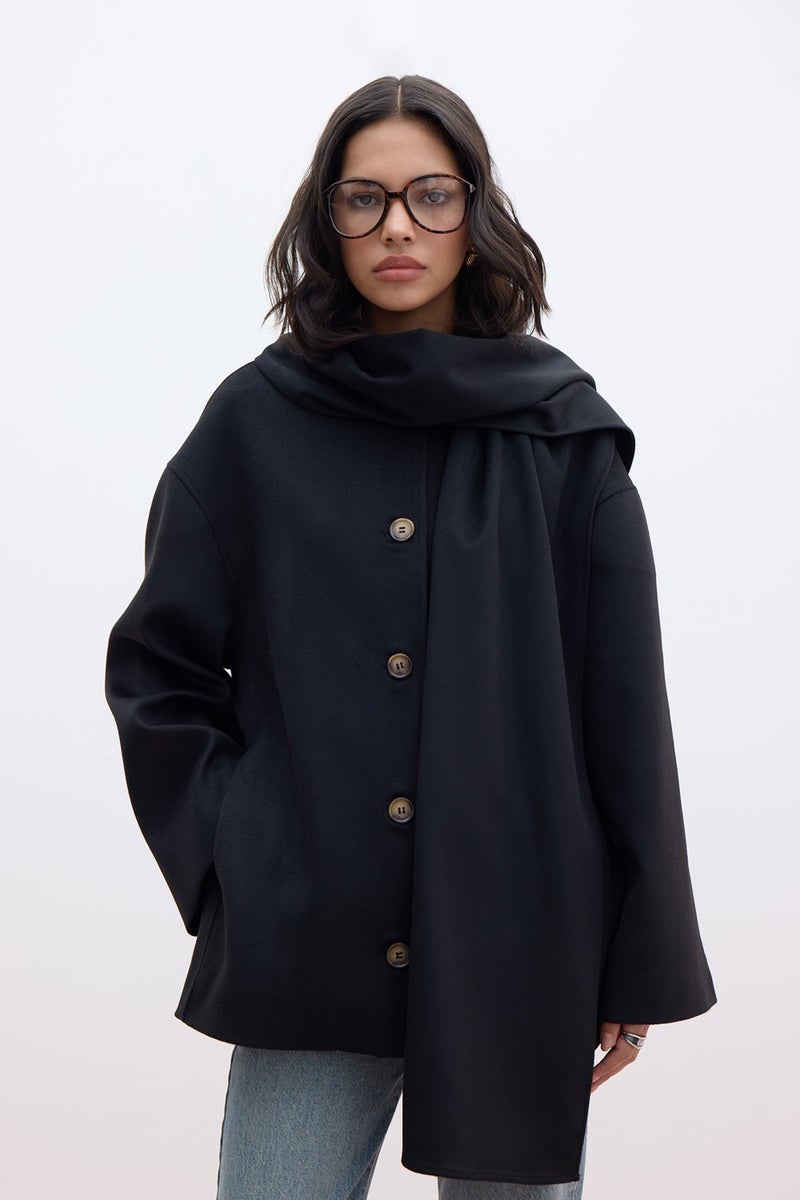 Manuka Shawl Collar Cashmere Coat Black  - Image 2