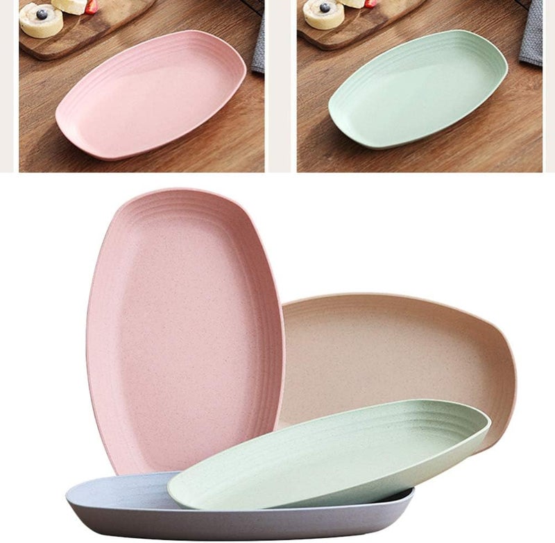 comfrt Food Platter Plate Fish Steak Meat Vegetables Serving Shatter Resistant Wheat Straw Dish Colorful Buffet Plate for Home Kitchen Restaurant Random Color - Image 4